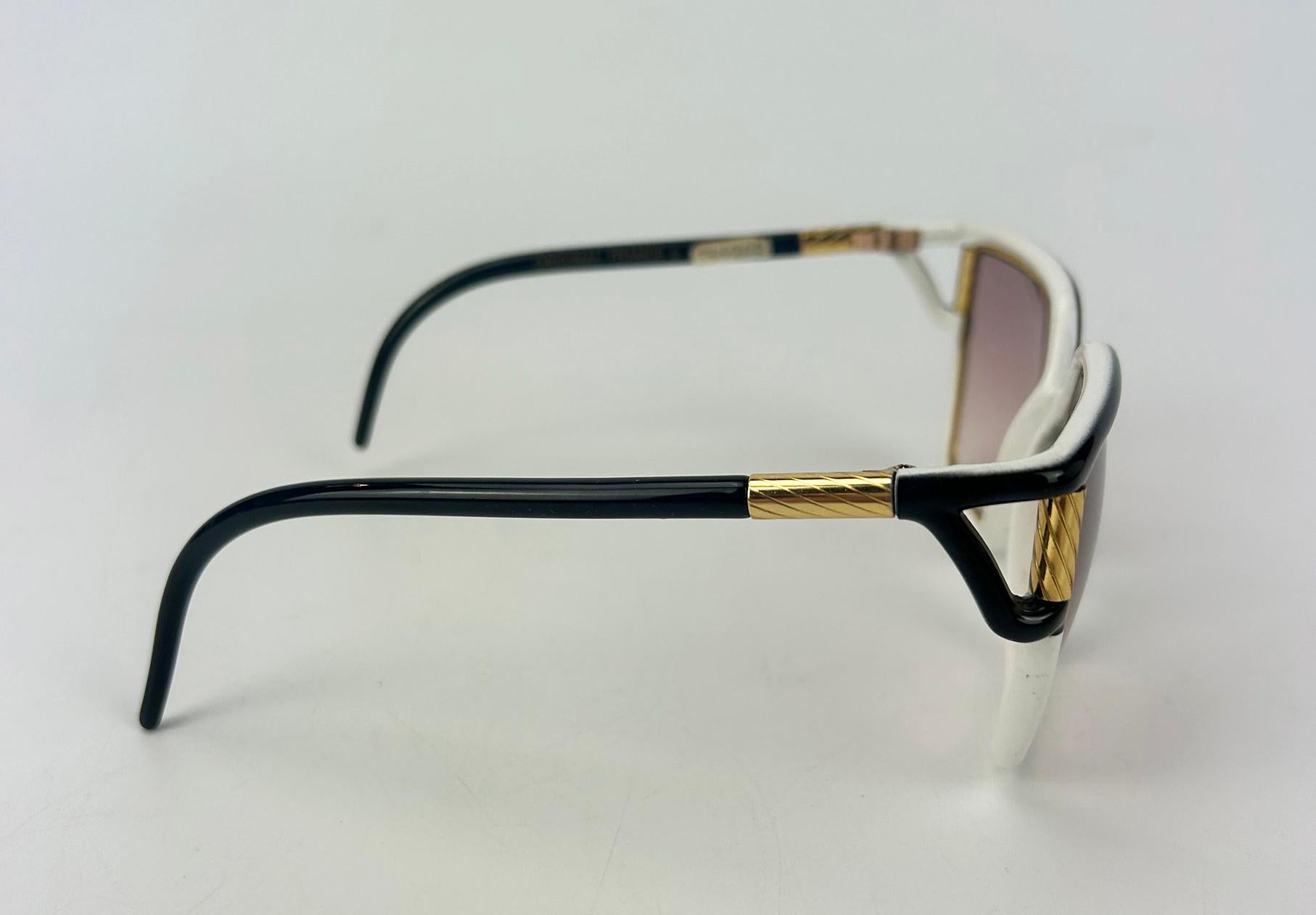 Vintage Ted Lapidus Black White and Gold Sunglasses c1970s For Sale 4
