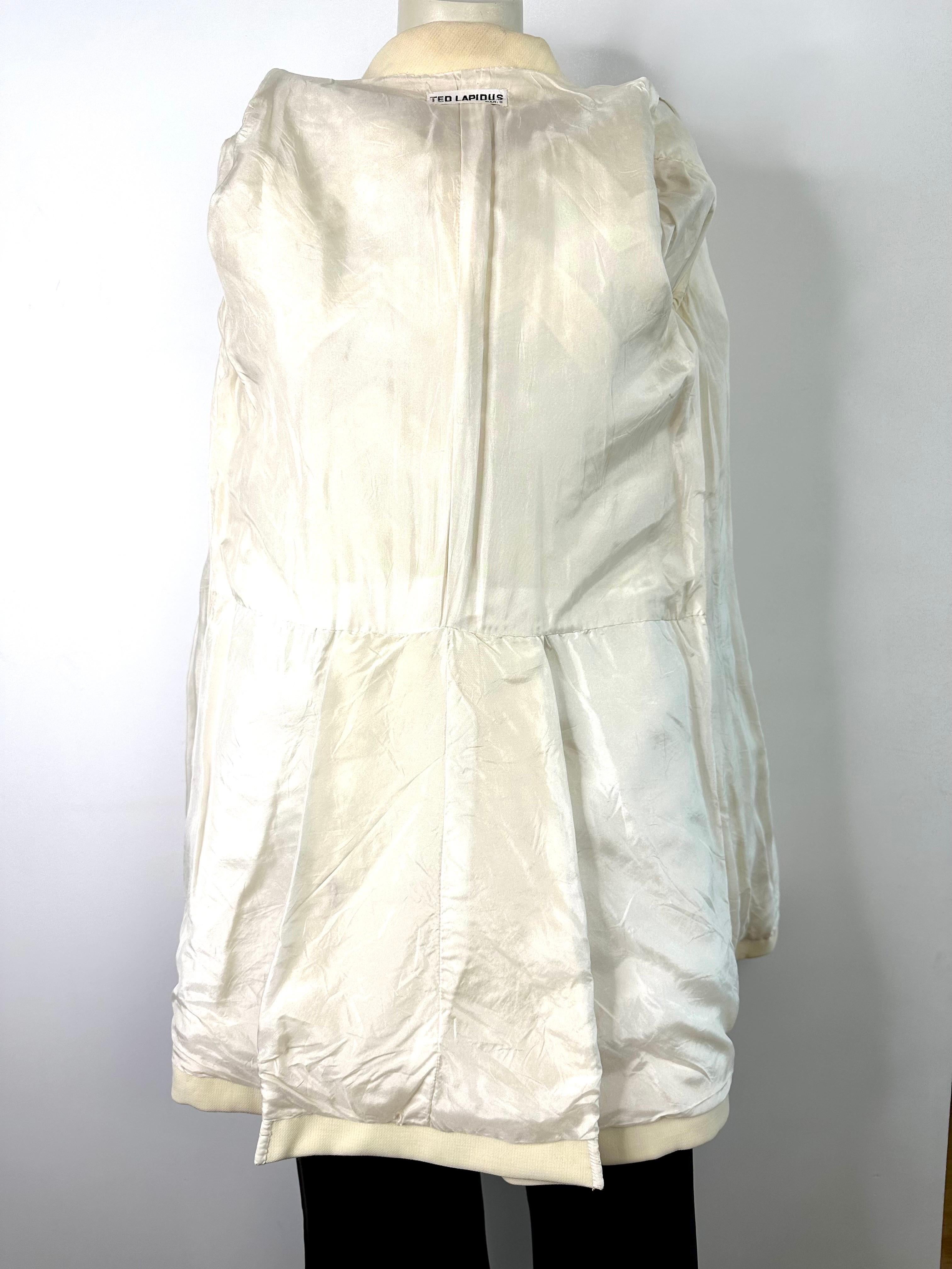 Vintage Ted Lapidus coat in ivory wool from the 1960s For Sale 7