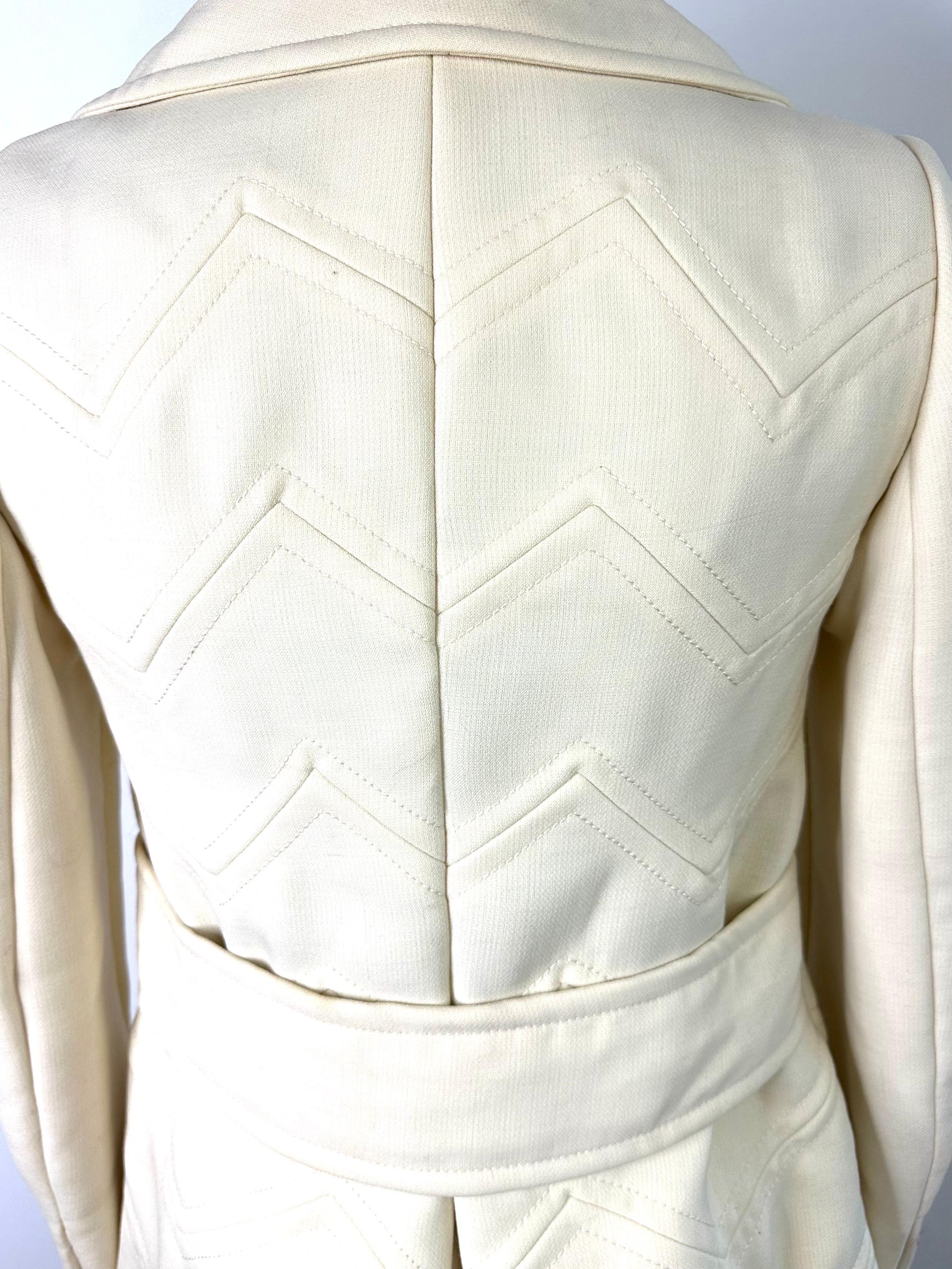 Vintage Ted Lapidus coat in ivory wool from the 1960s For Sale 4