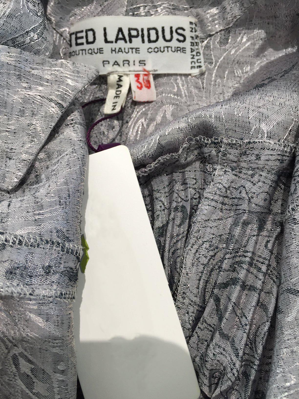 Vintage Ted Lapidus grey silk plissè halter dress In Good Condition For Sale In Beverly Hills, CA