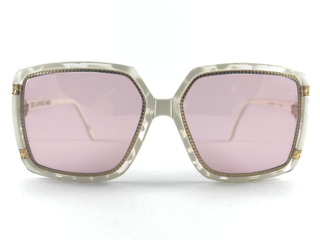 Vintage Ted Lapidus Paris TL White & Gold 1970 Sunglasses For Sale 3