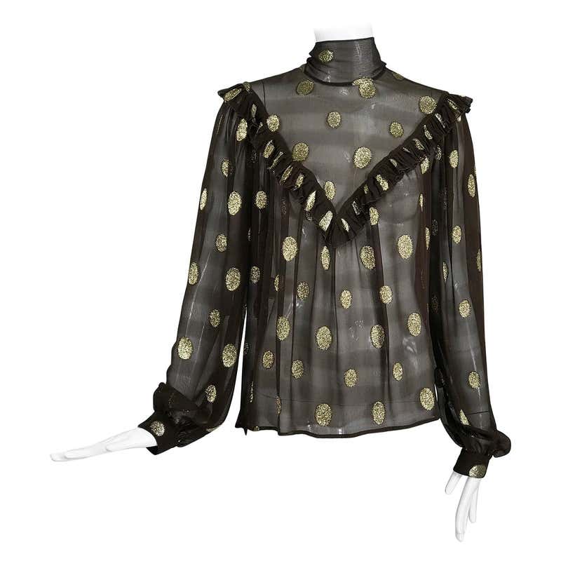 Chanel Off White Silk Pleated Long Sleeve Blouse For Sale at 1stDibs ...