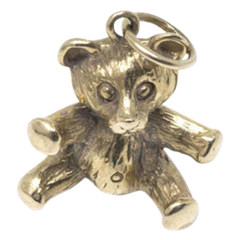 Vintage Teddy Bear Charm 14 Karat Yellow Gold Solid Heavy Toy Charm