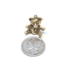 Vintage Teddybär-Charm 14 Karat Gelbgold massiver schwerer Spielzeug-Charm