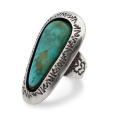 Vintage Teddy Goodluck Navajo Sterling Silver Turquoise Statement Ring