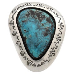Vintage Teddy Goodluck Navajo Sterling Silver Turquoise Statement Ring