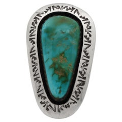 Vintage Teddy Goodluck Navajo Sterling Silver Turquoise Statement Ring