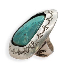 Vintage Teddy Goodluck Sterling Silver Turquoise Ring