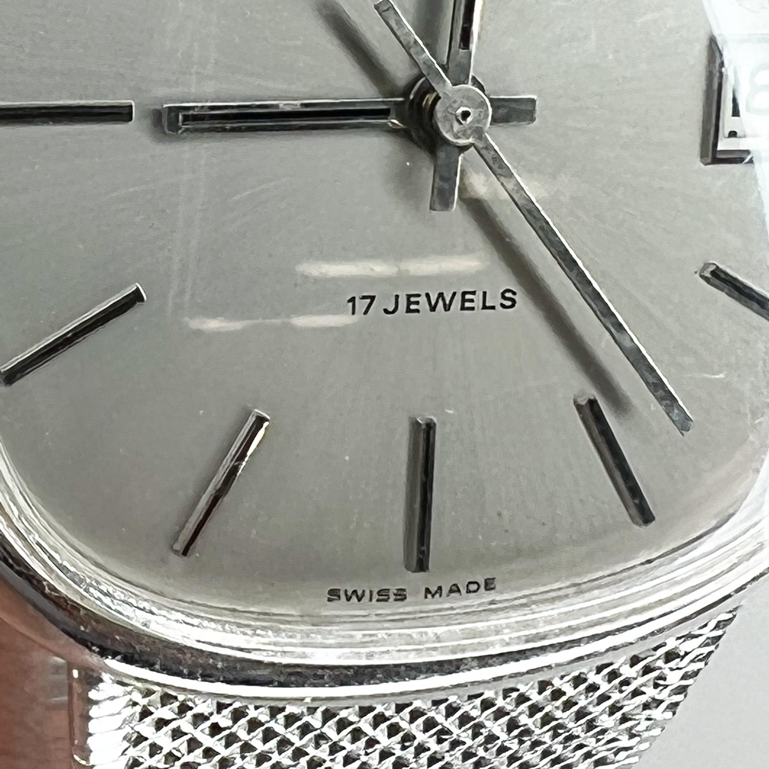 Vintage Tegrov Swiss Made Uhr Mechanische 17 Juwelen Edelstahl im Angebot 4