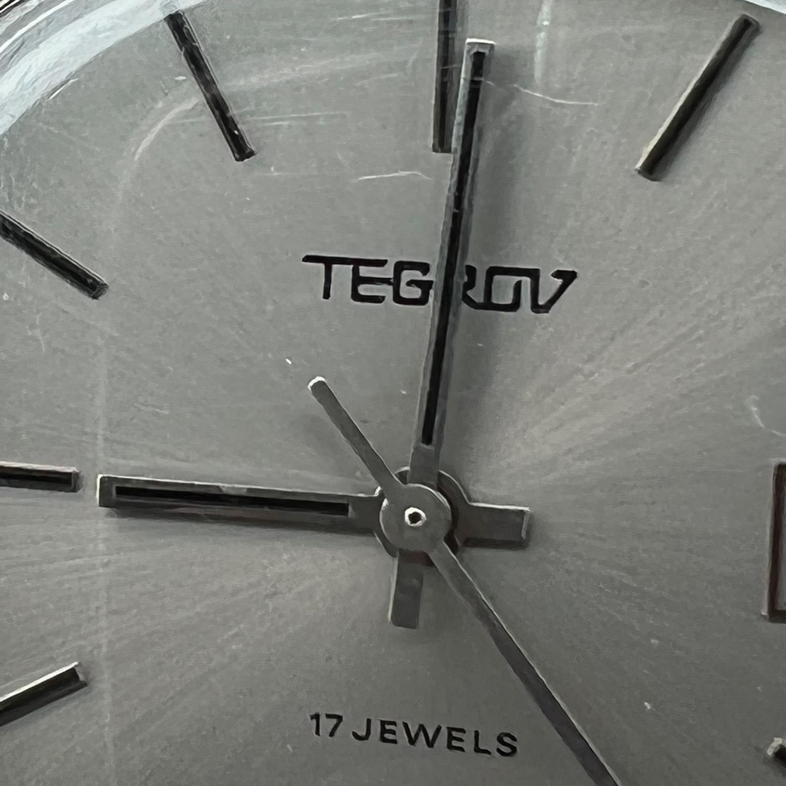 Vintage Tegrov Swiss Made Uhr Mechanische 17 Juwelen Edelstahl im Angebot 7