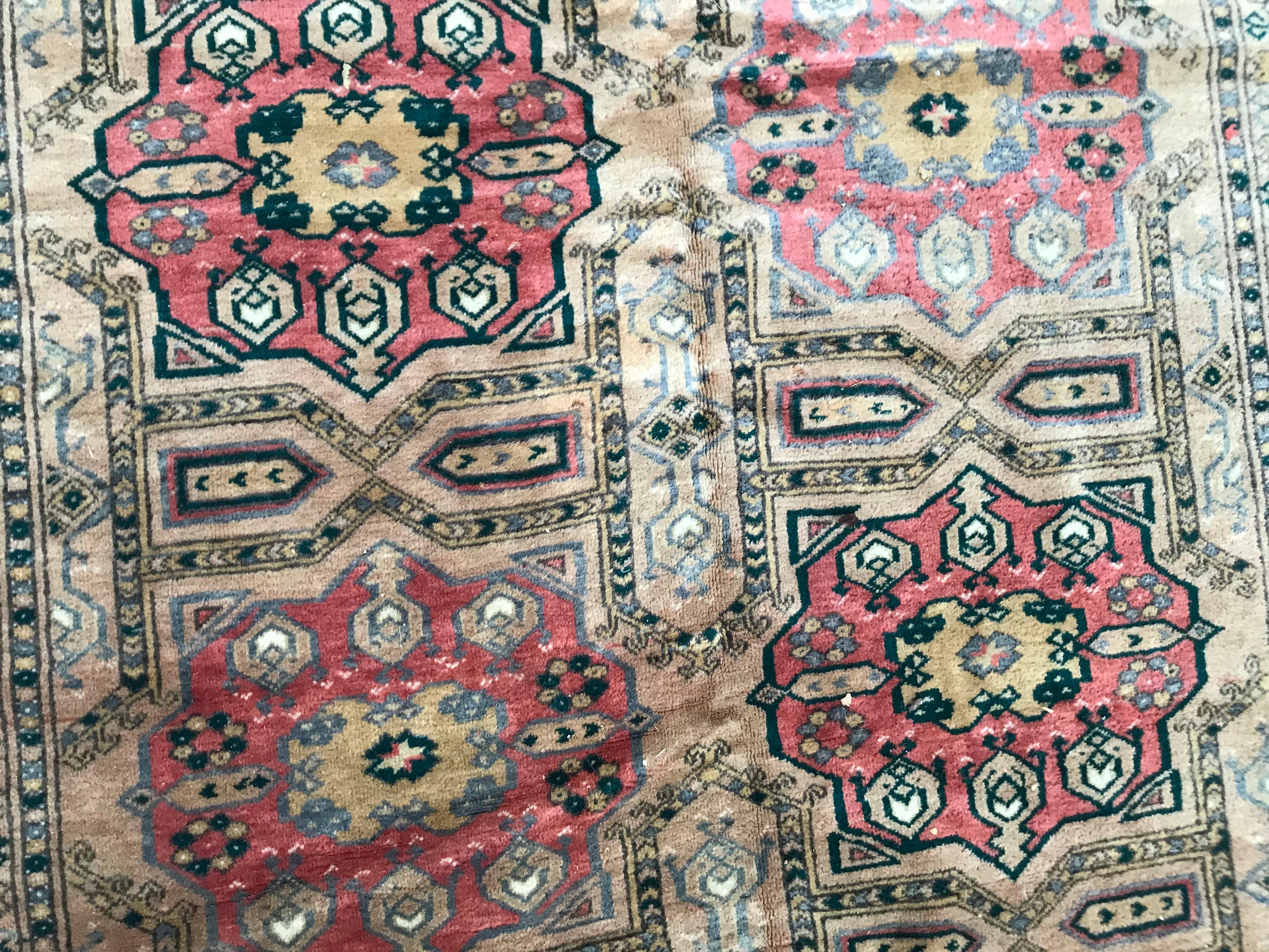 Hand-Knotted Vintage Tekke Turkman Rug For Sale