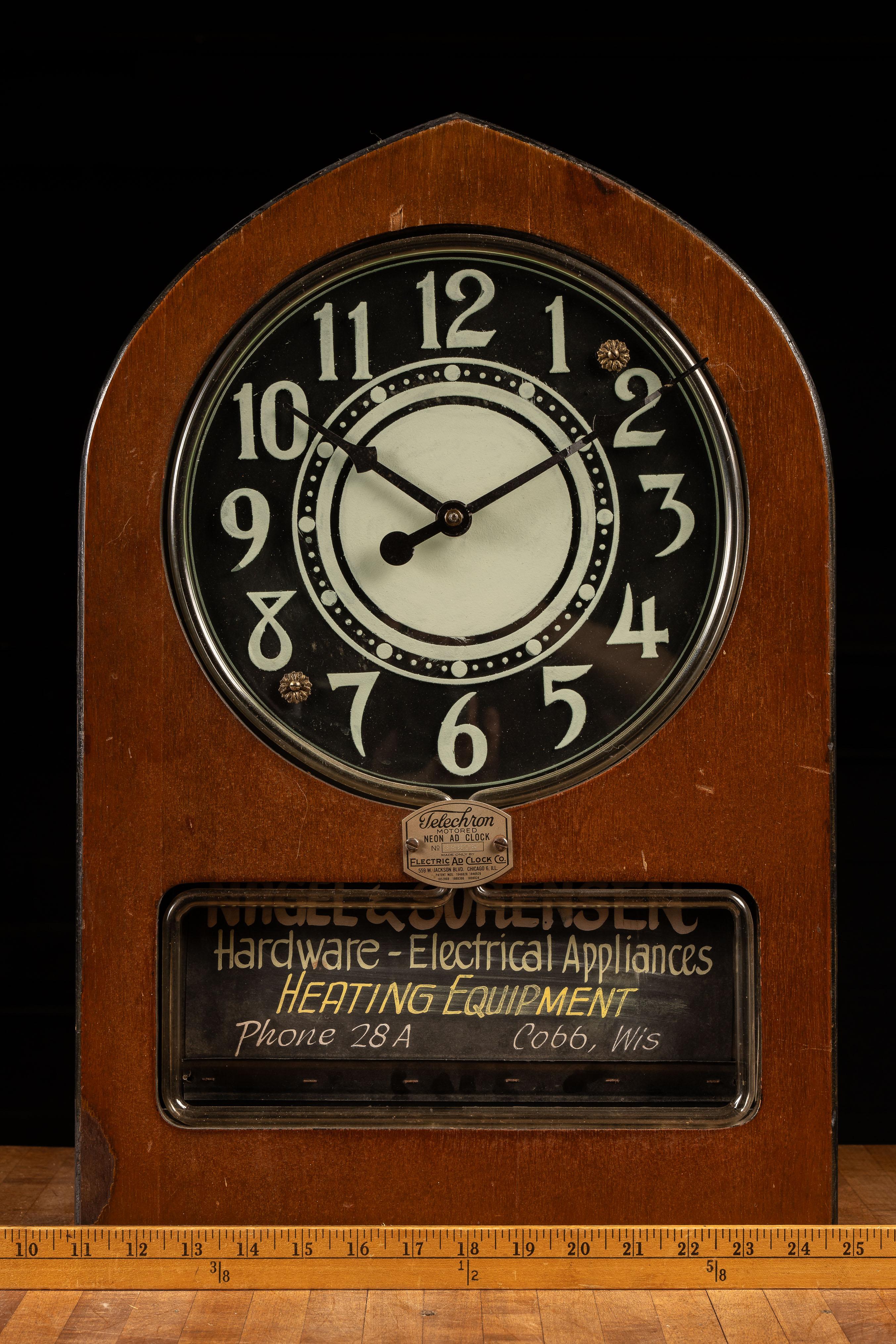 Reloj publicitario vintage Telechron de neón en venta 5