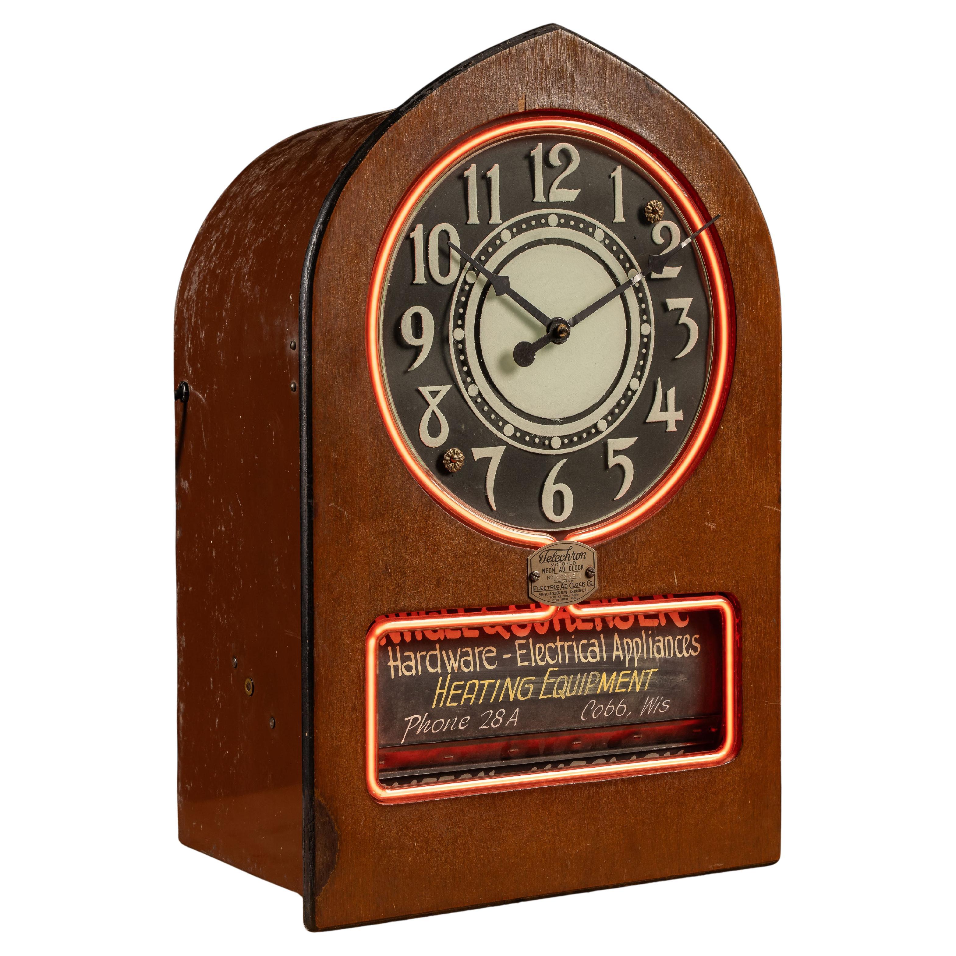 Reloj publicitario vintage Telechron de neón