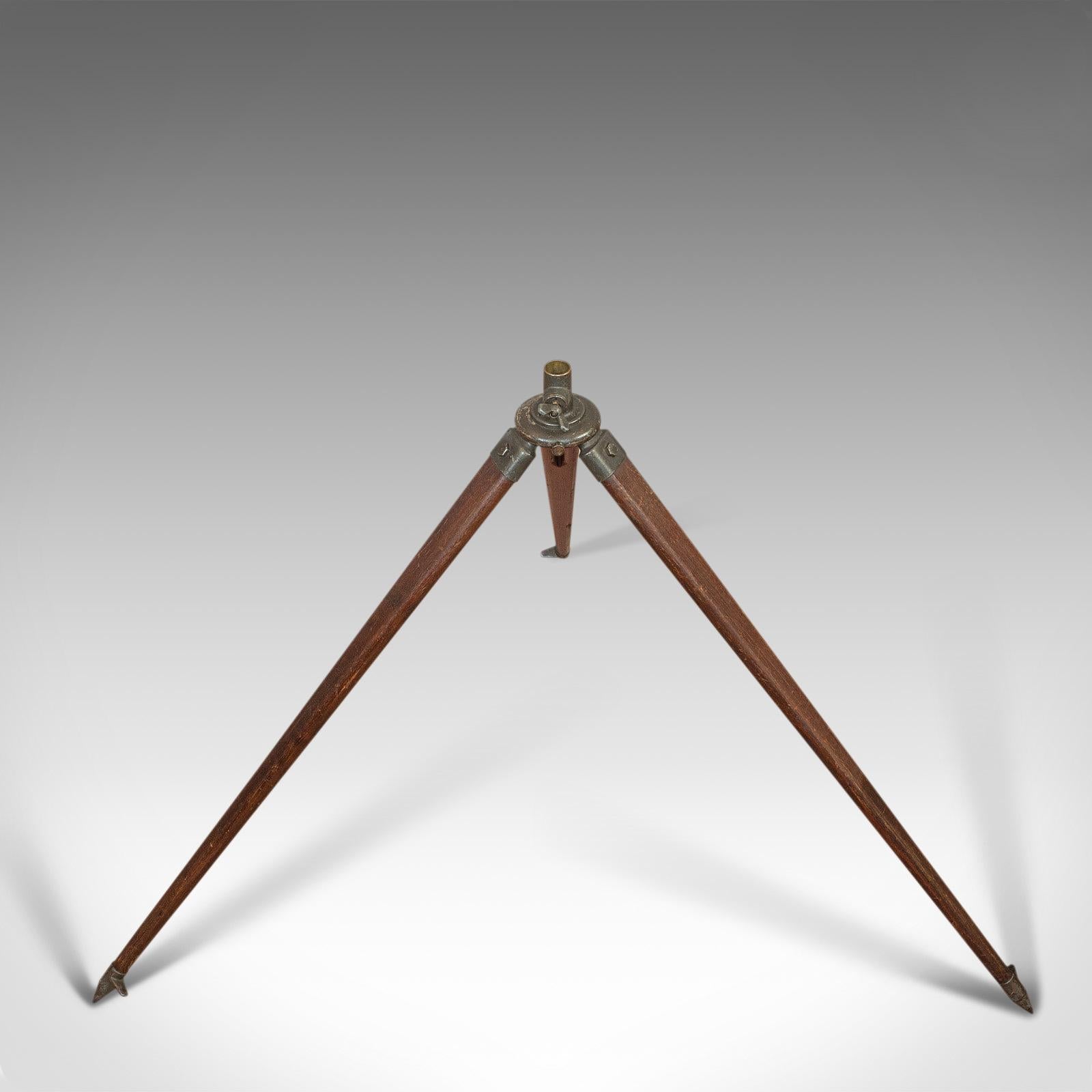 Vintage Telescope Tripod, English, Oak, Bronze, Support Stand, 20th Century For Sale 5