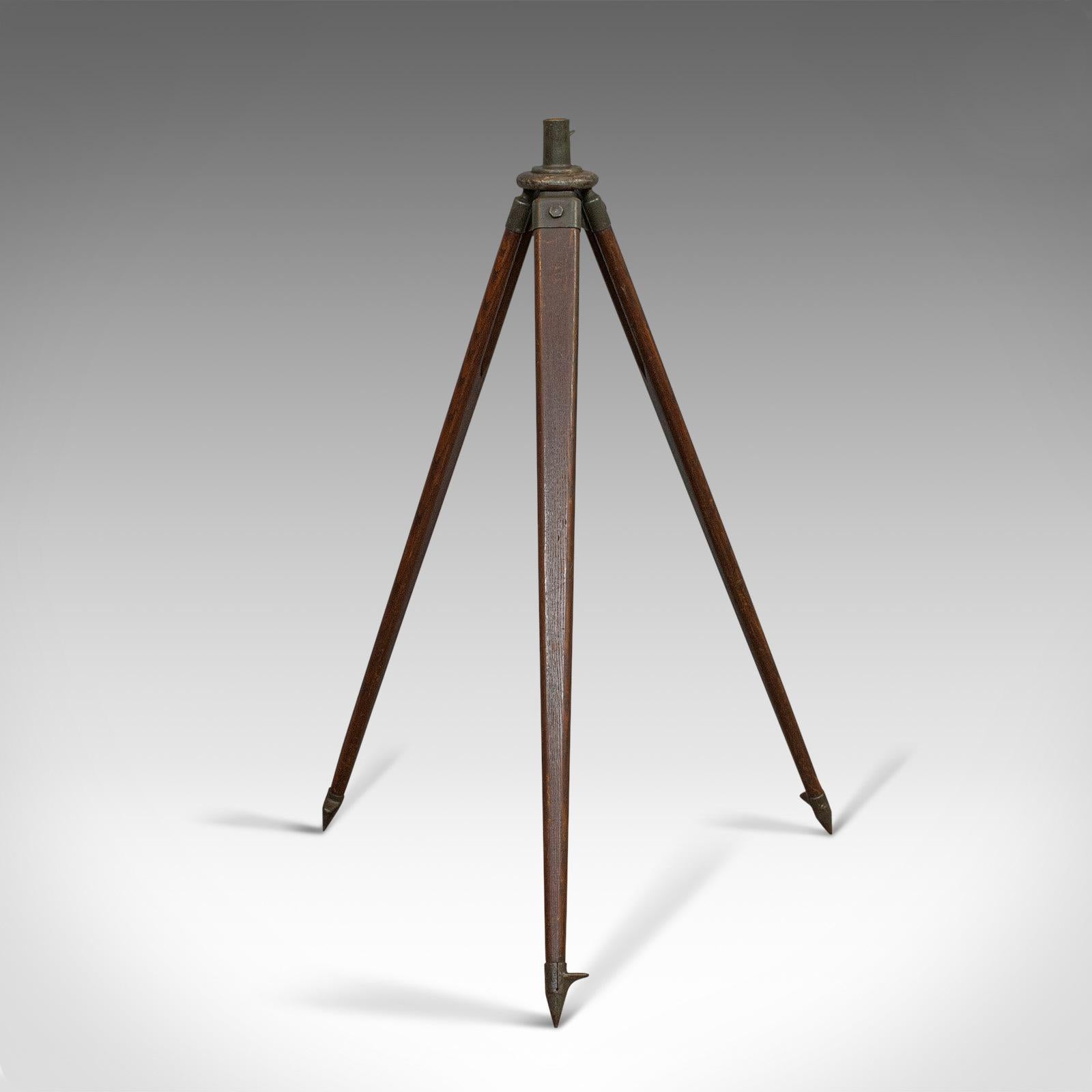 Vintage Telescope Tripod, English, Oak, Bronze, Support Stand, 20th Century In Good Condition For Sale In Hele, Devon, GB