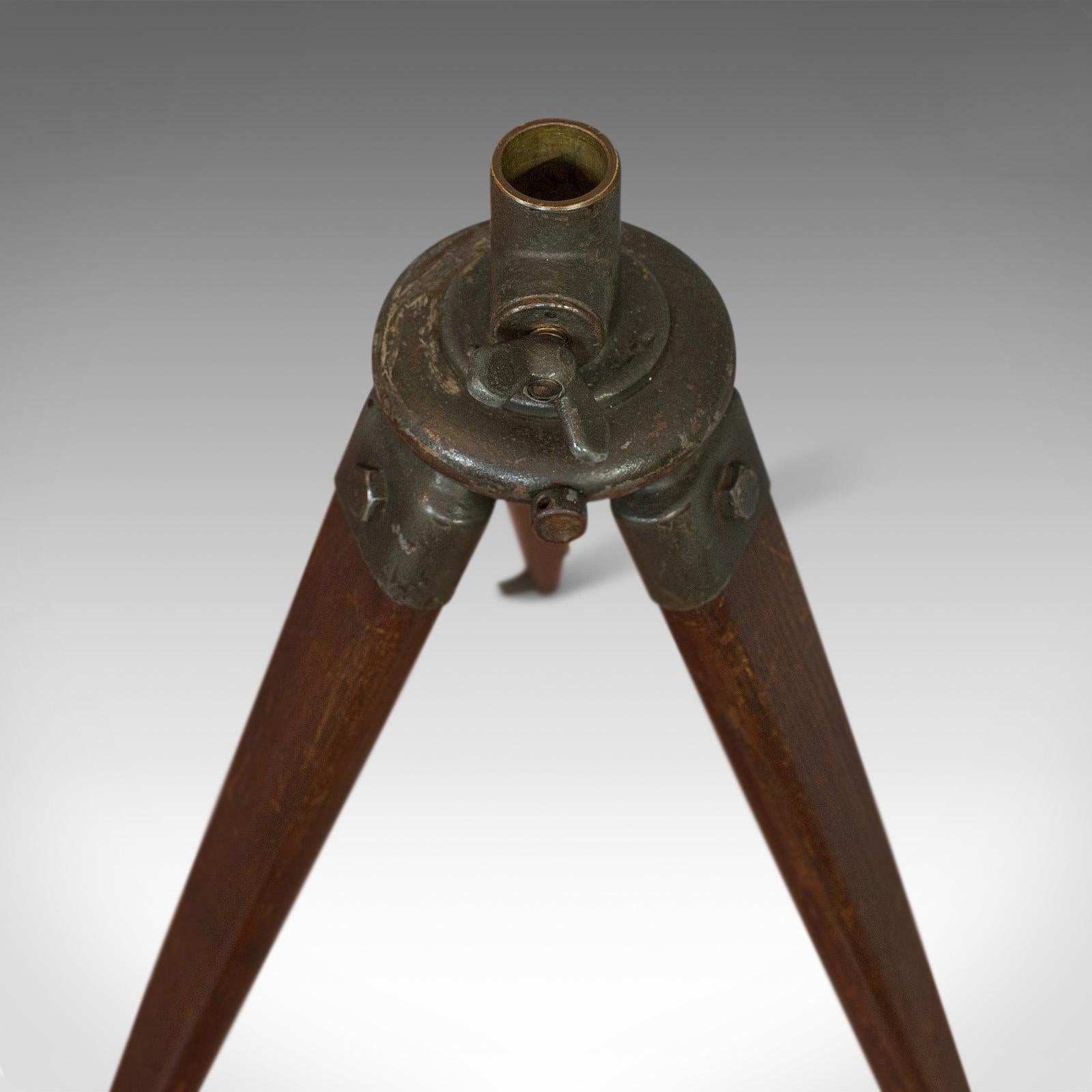Vintage Telescope Tripod, English, Oak, Bronze, Support Stand, 20th Century For Sale 1