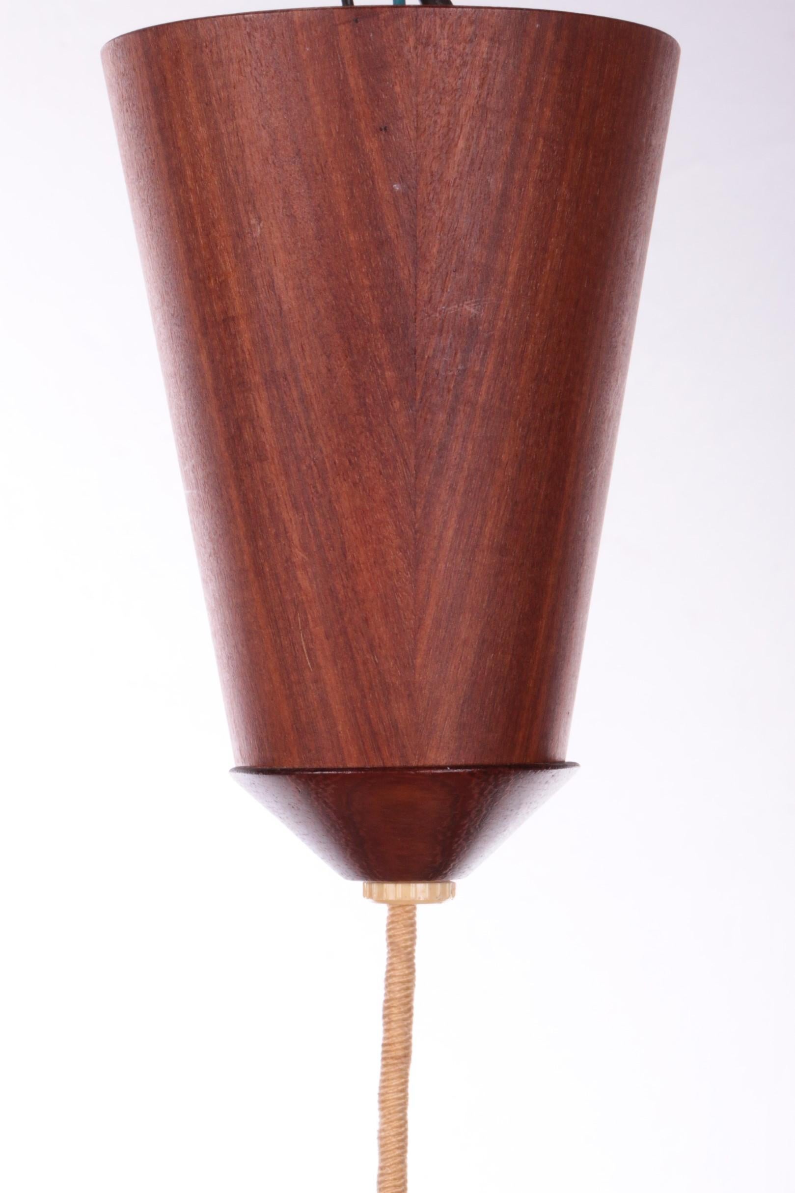 Vintage Temde Hanging Lamp with Teak 1960s Germany For Sale 4