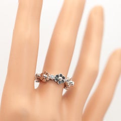 Vintage Temple St. Clair 18K White Gold Diamond Flower Eternity Band Ring