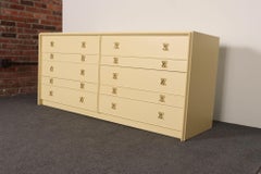 Vintage Ten Drawer Dresser Debonaire Cabinet with Brass X Pulls by Paul Frankl