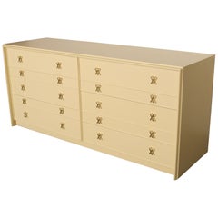 Vintage Ten Drawer Dresser Debonaire Cabinet with Brass X Pulls by Paul Frankl
