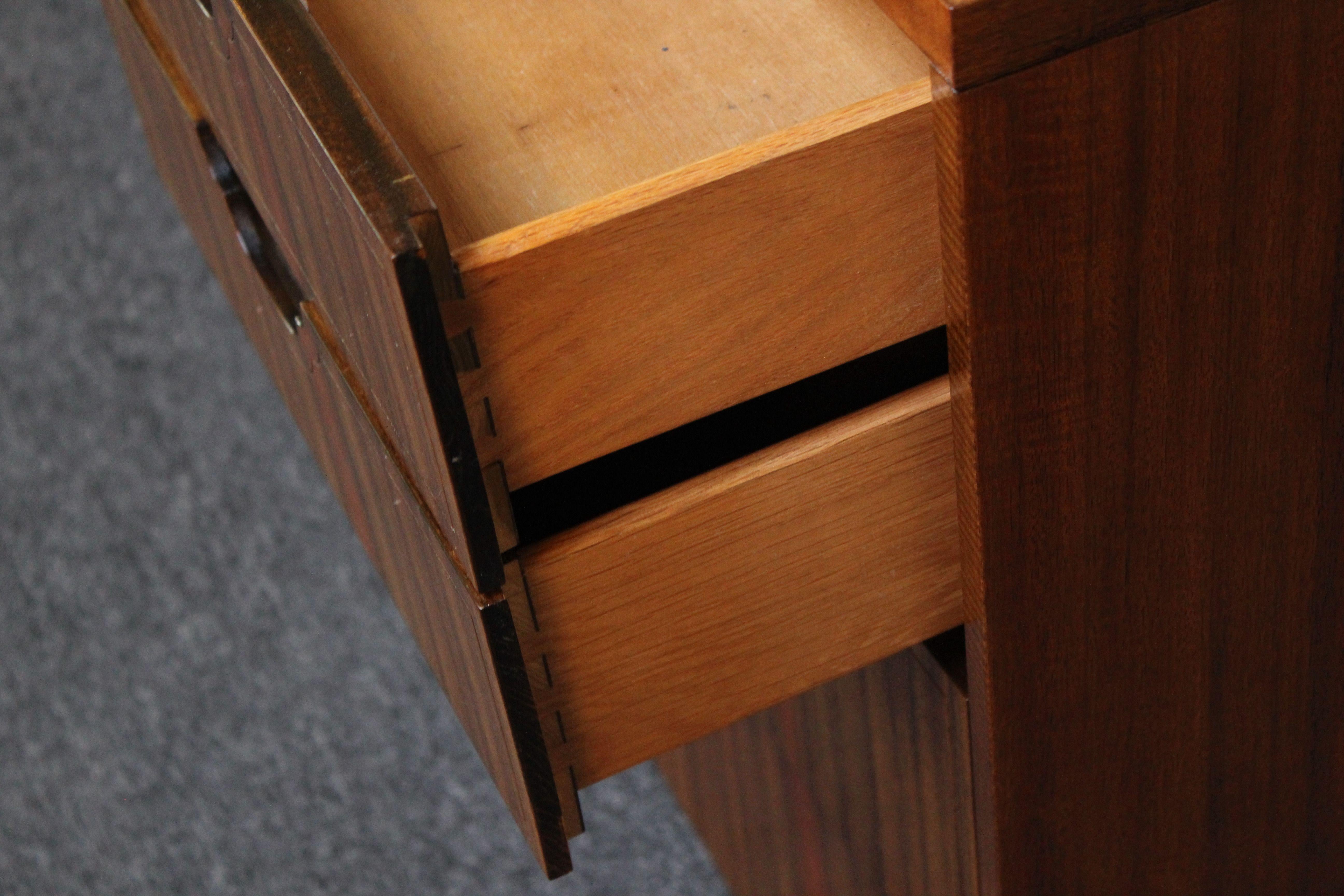 Vintage Ten-Drawer Walnut and Brass Chest / Dresser by Baker For Sale 12