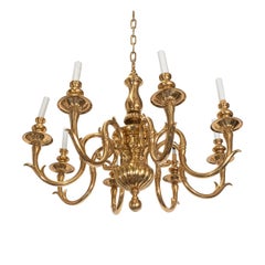 Vintage Tendril Motif Cast Brass Chandelier