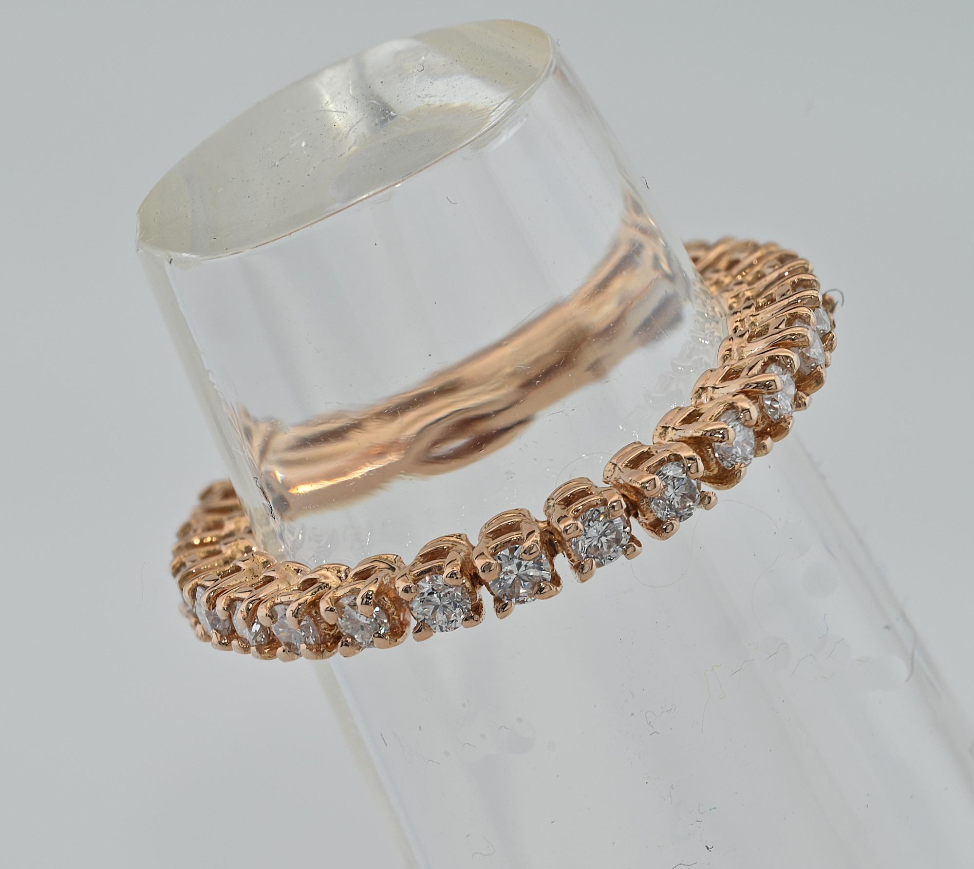 Vintage Tennis Diamant-Eternity-Ring .85 Karat G/H VVS/VS 18 KT, Vintage (Brillantschliff) im Angebot