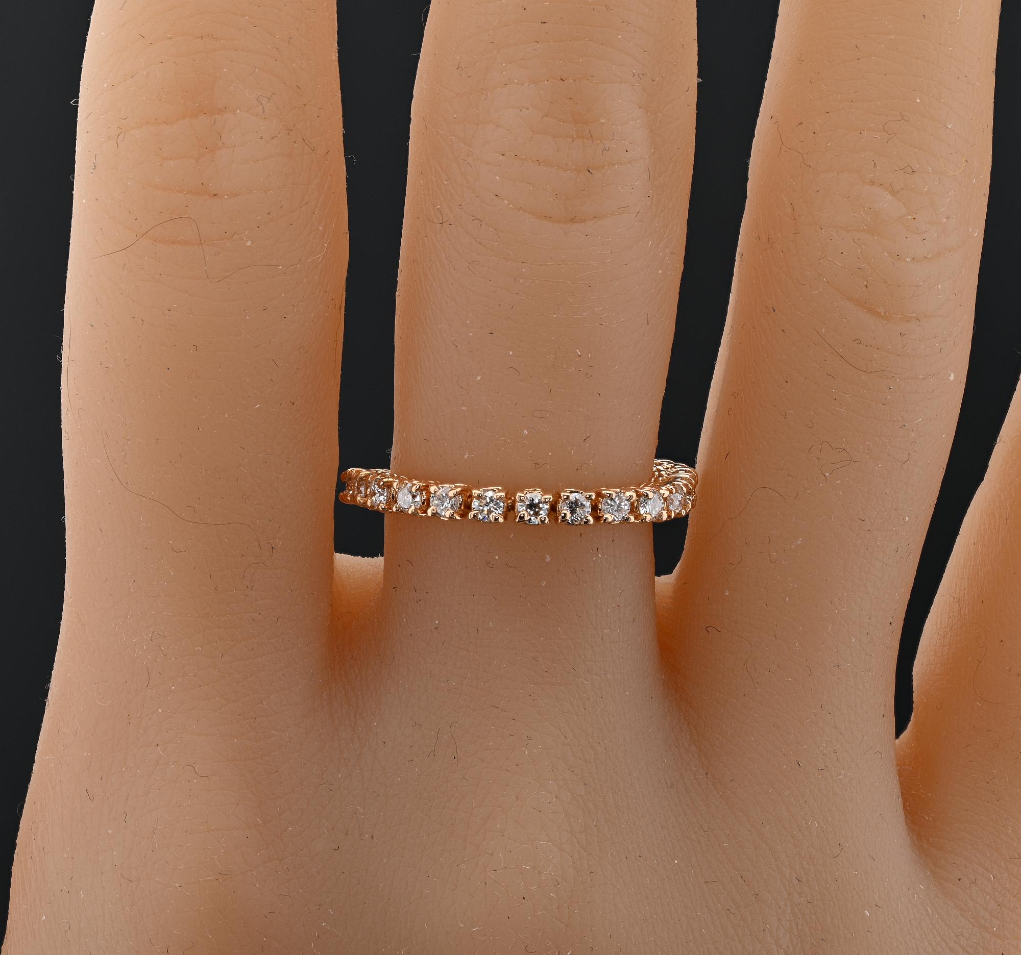 Vintage Tennis Diamant-Eternity-Ring .85 Karat G/H VVS/VS 18 KT, Vintage im Angebot 1