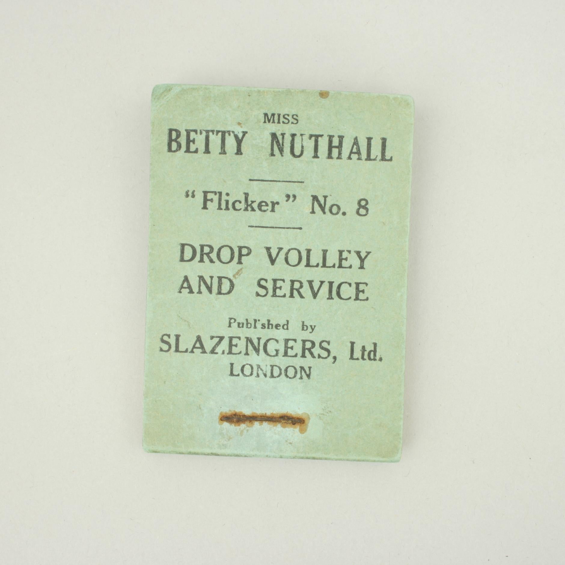 Vintage Tennis Flicker Book, No.8. Betty Nuthall In Good Condition For Sale In Oxfordshire, GB