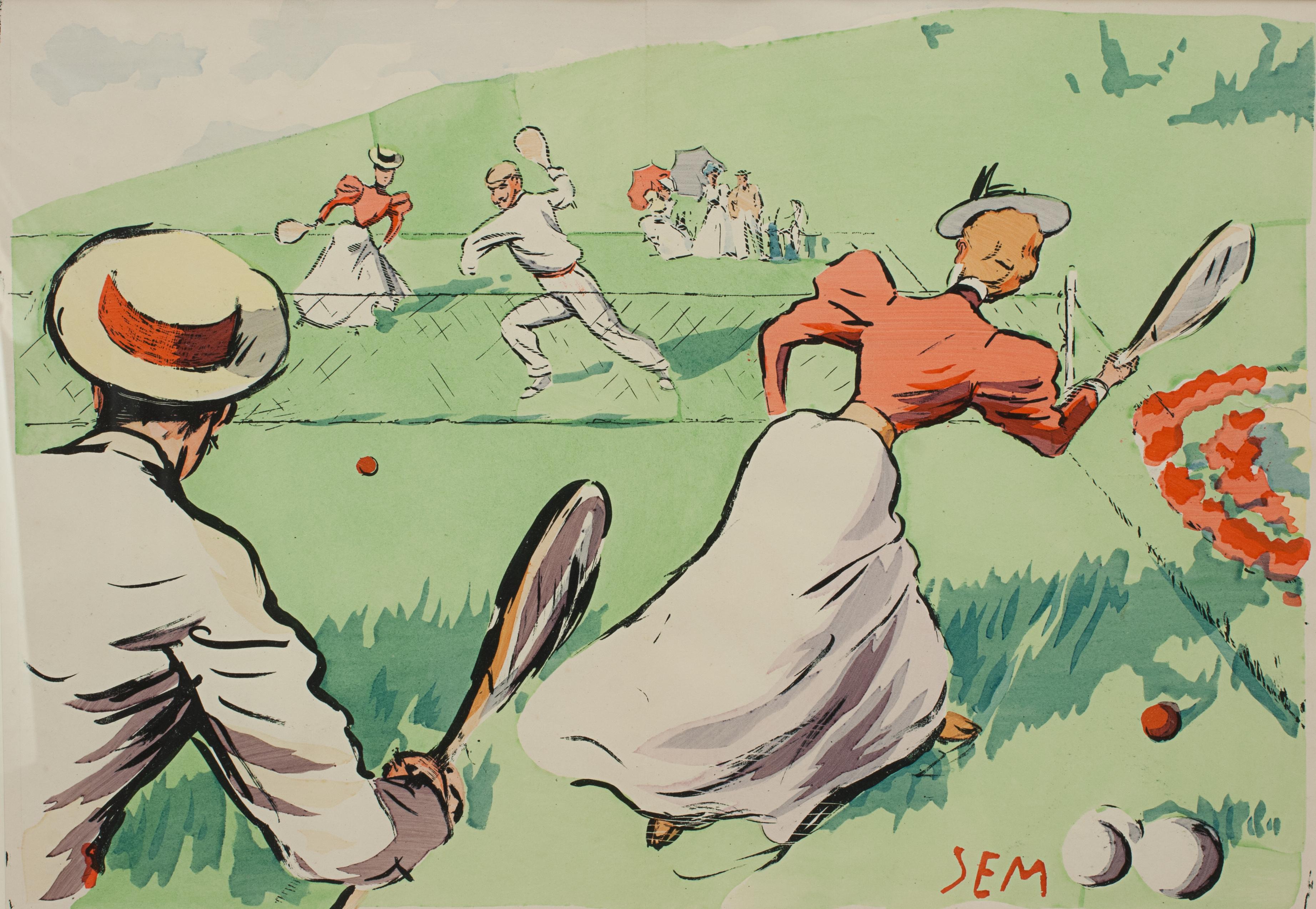 Sporting Art Vintage Tennis, Georges Goursat (SEM) Lawn Tennis Print