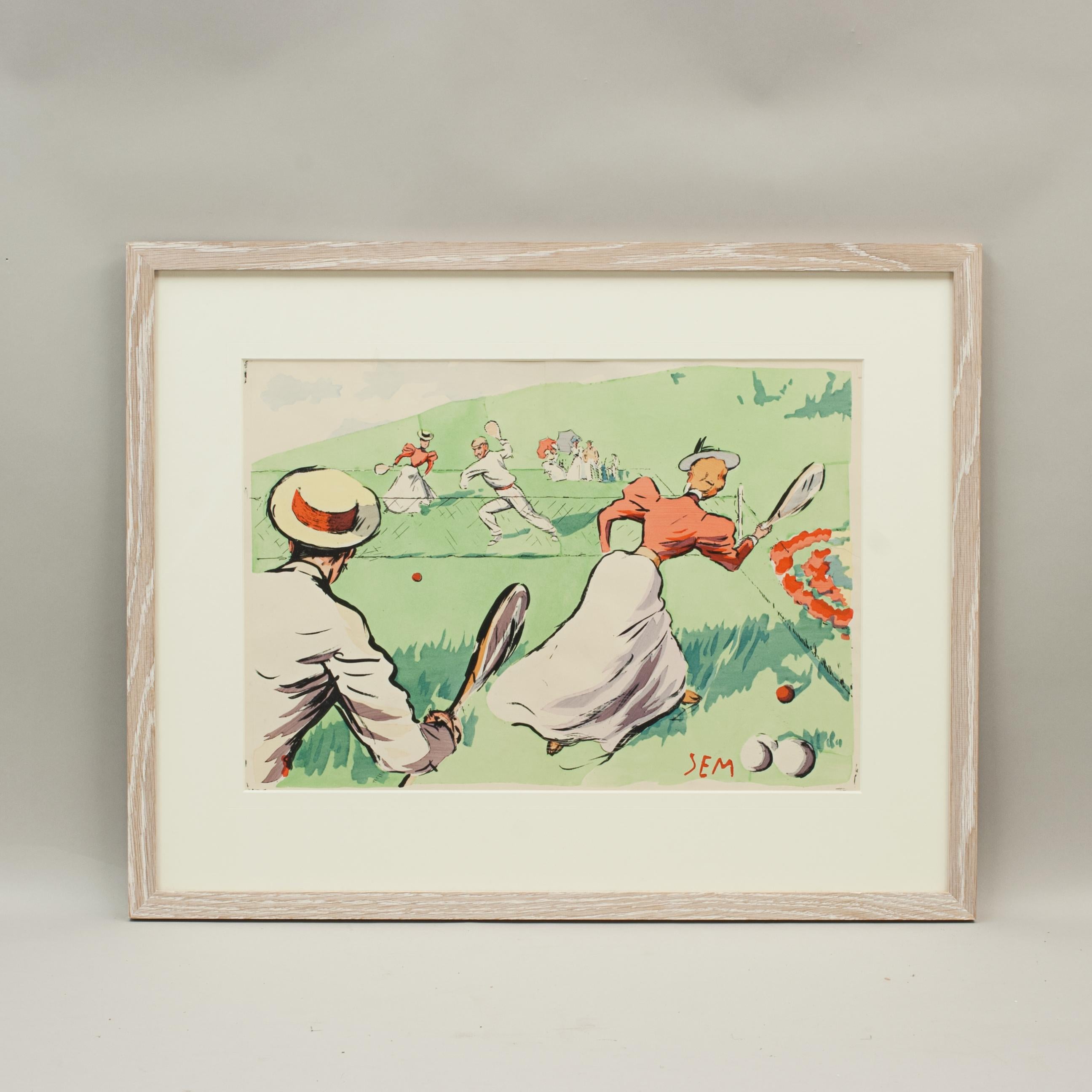Paper Vintage Tennis, Georges Goursat (SEM) Lawn Tennis Print