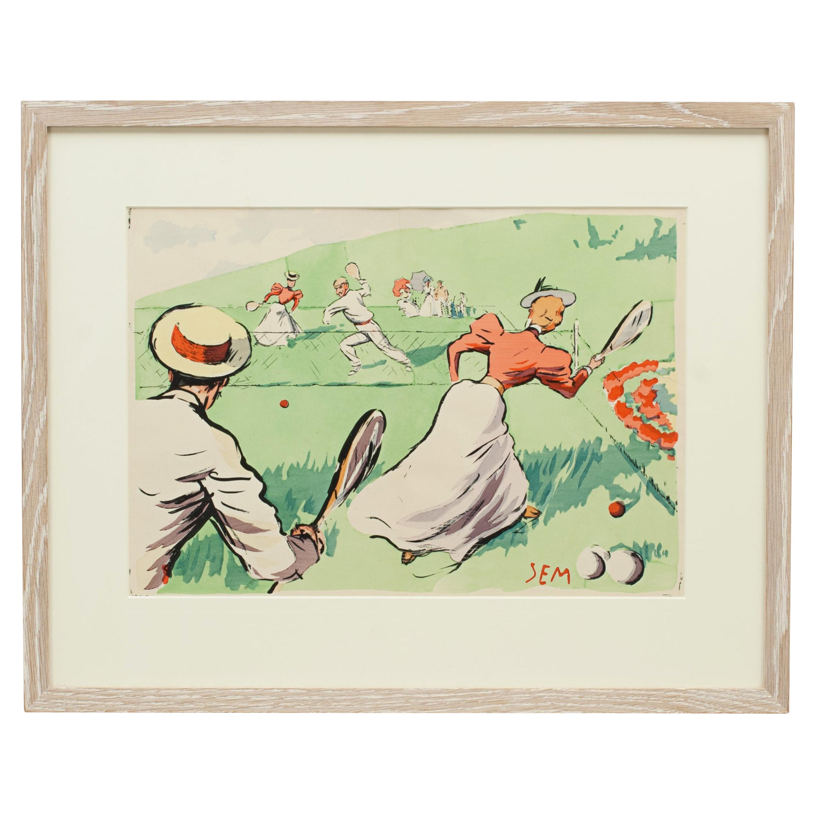 Vintage Tennis, Georges Goursat (SEM) Lawn Tennis Print