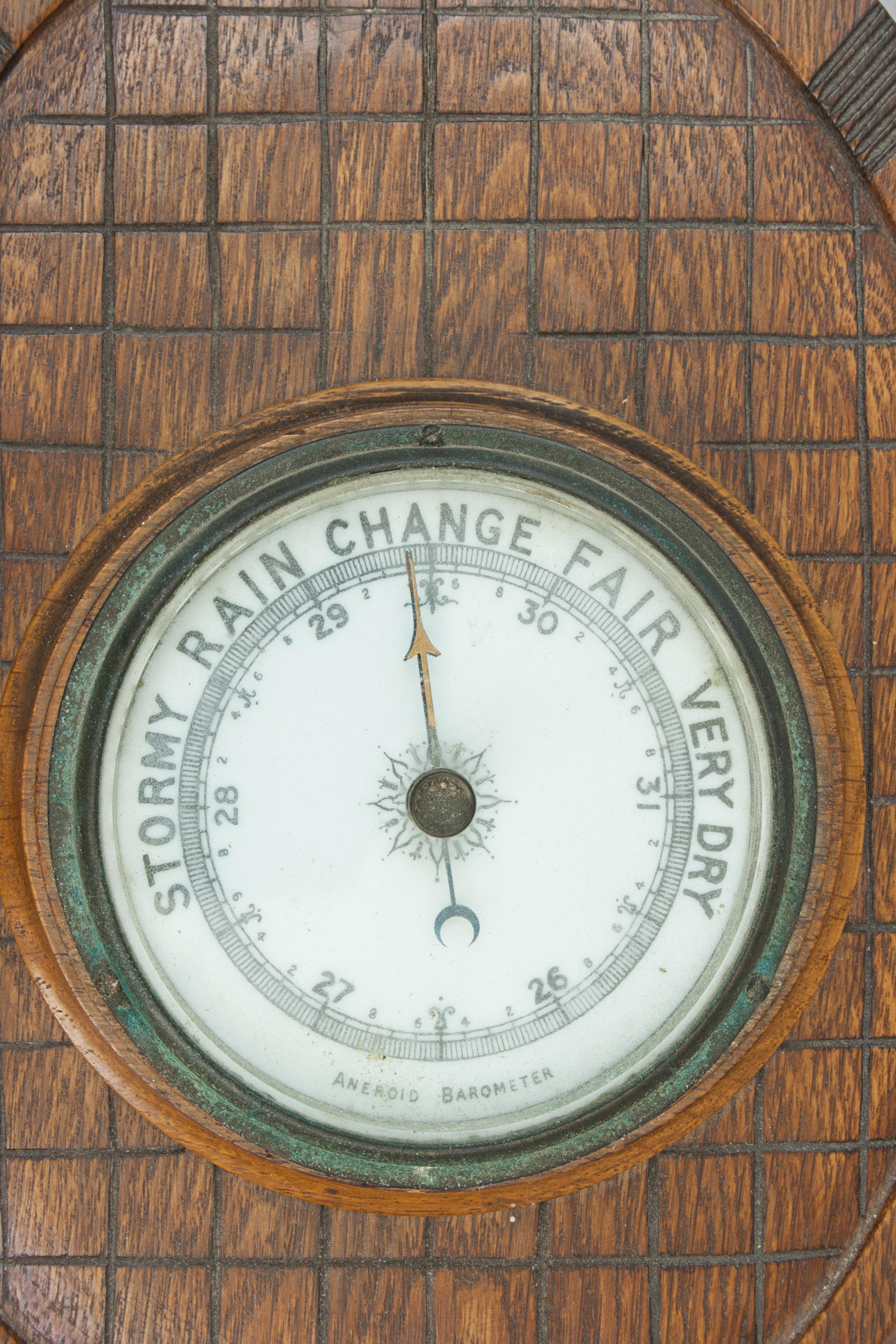 Oak Vintage Tennis Racket Barometer