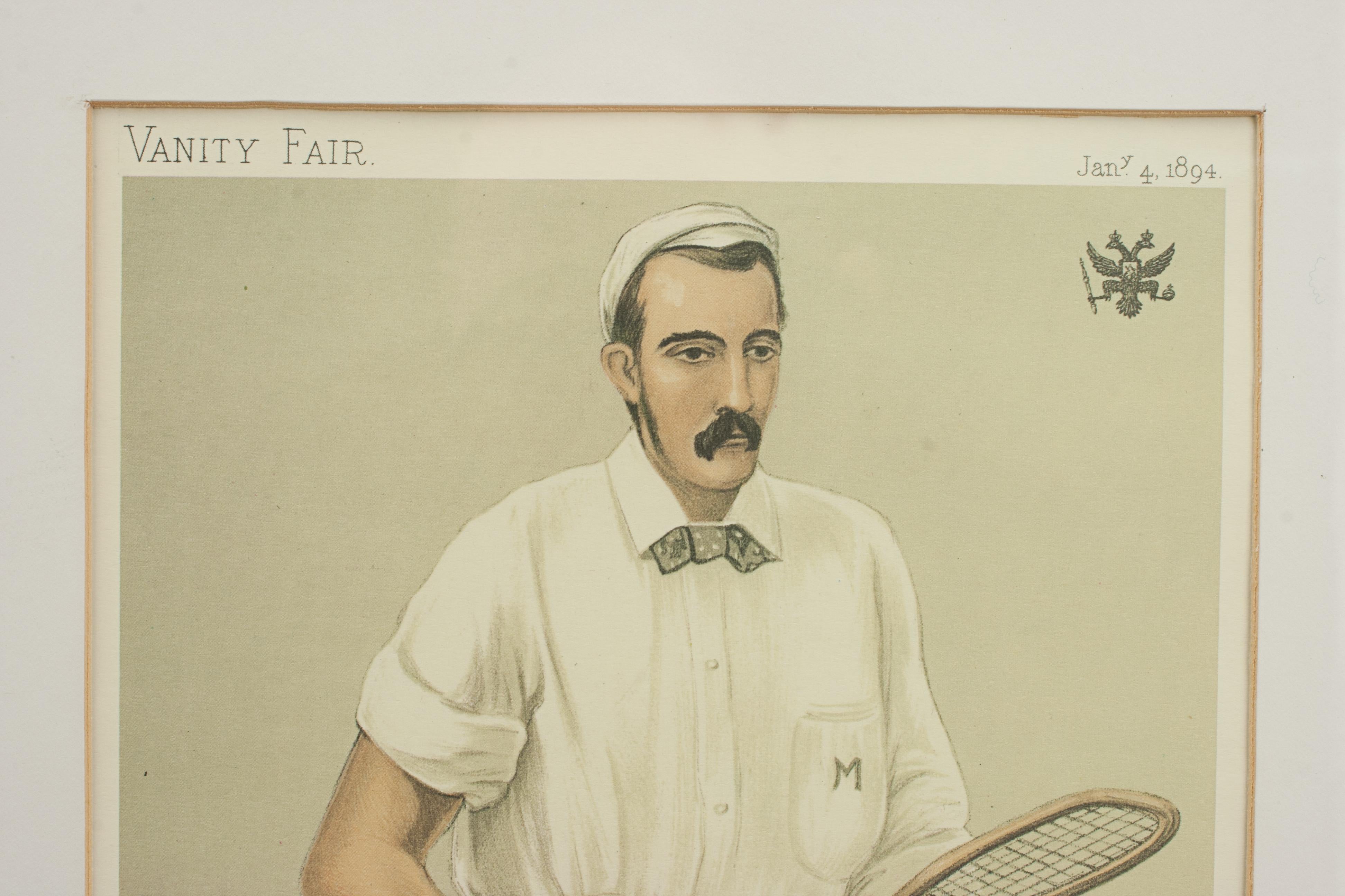 19th Century Vintage Tennis Vanity Fair Print of Michailovitch Of Russia For Sale