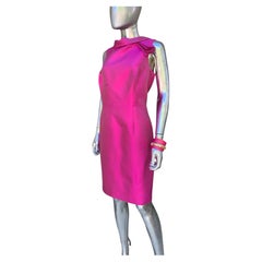 Robe de cocktail vintage sans manches en satin rose Teri Jon Rickie Freeman, taille 12