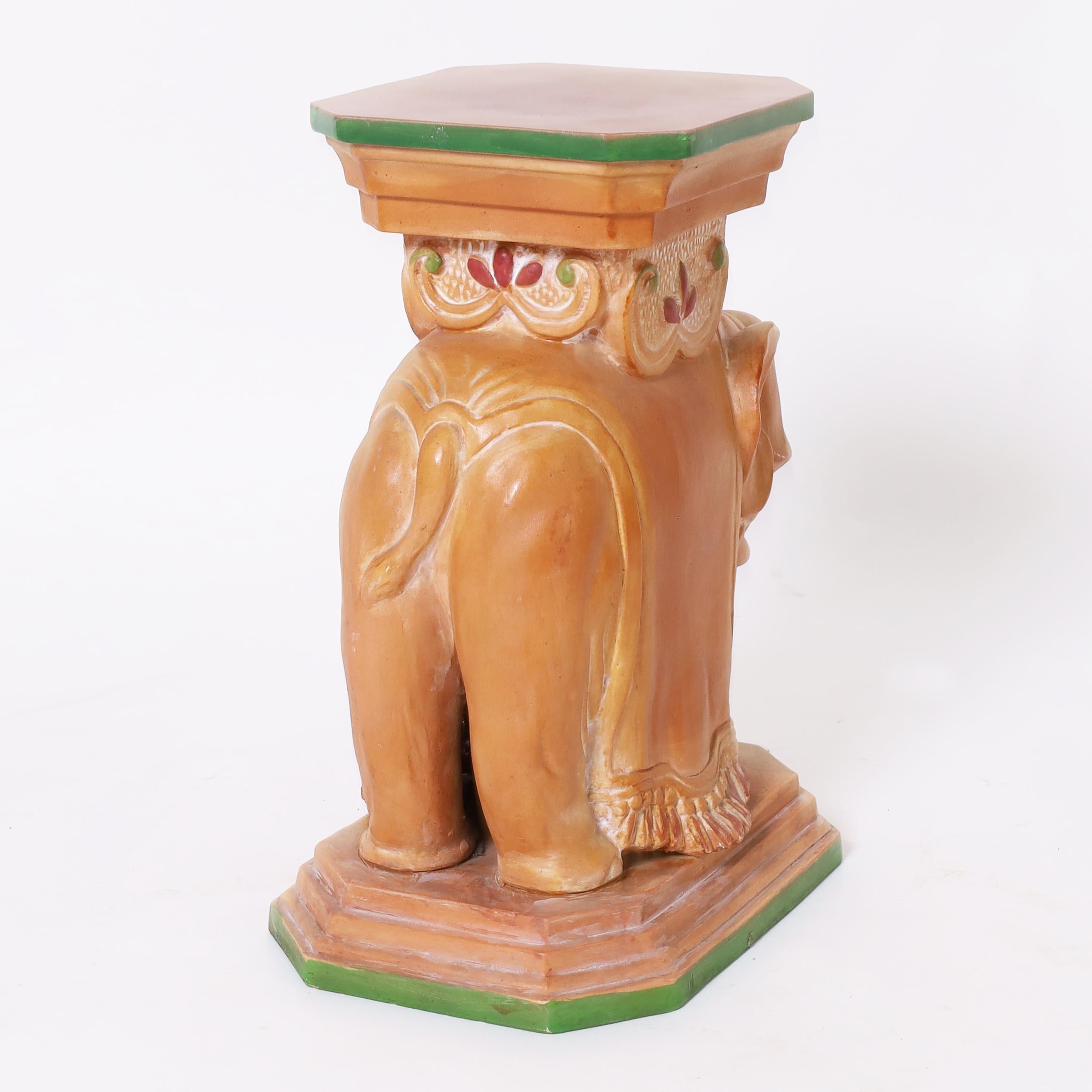 Italian Vintage Terra Cotta Elephant Stand For Sale