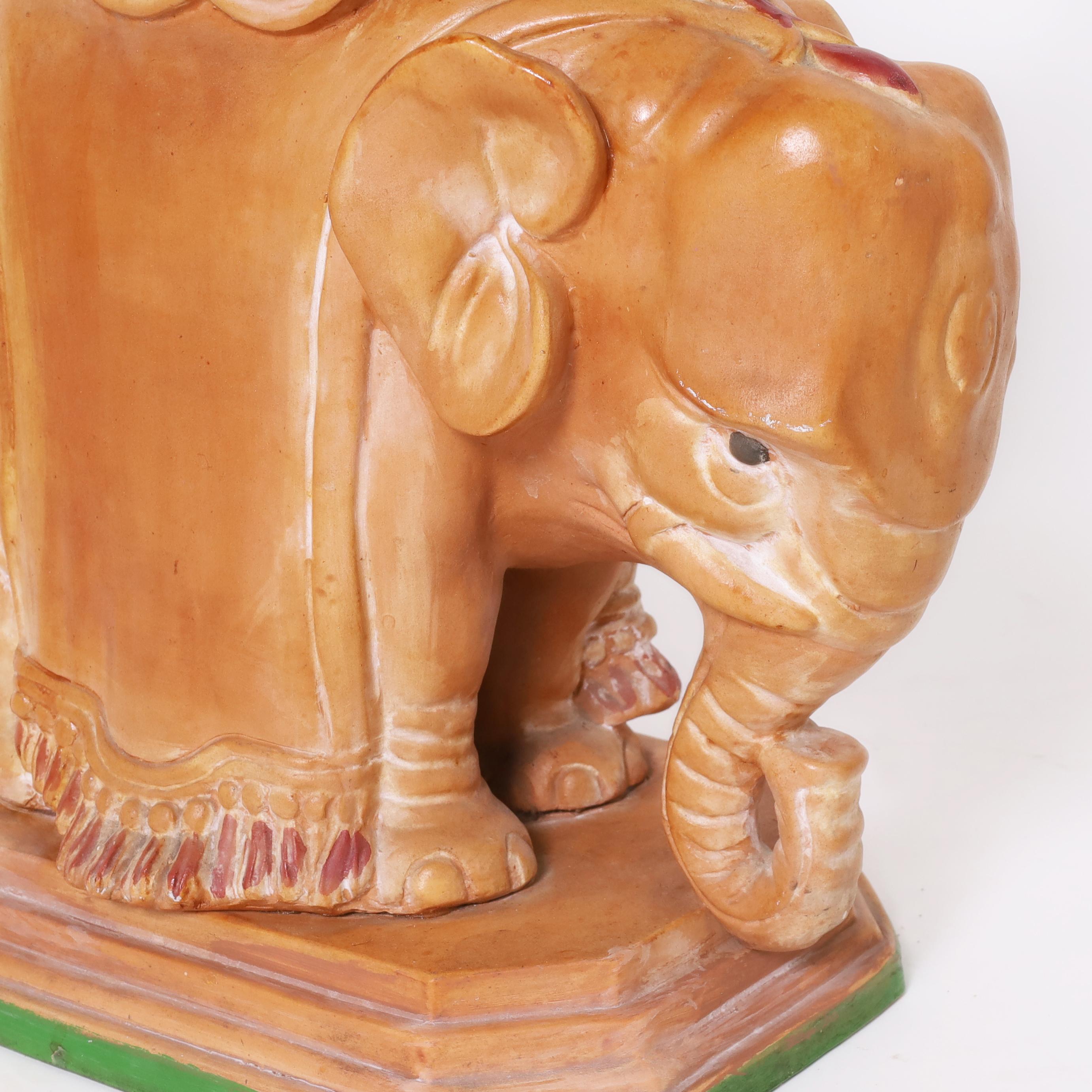 20th Century Vintage Terra Cotta Elephant Stand For Sale