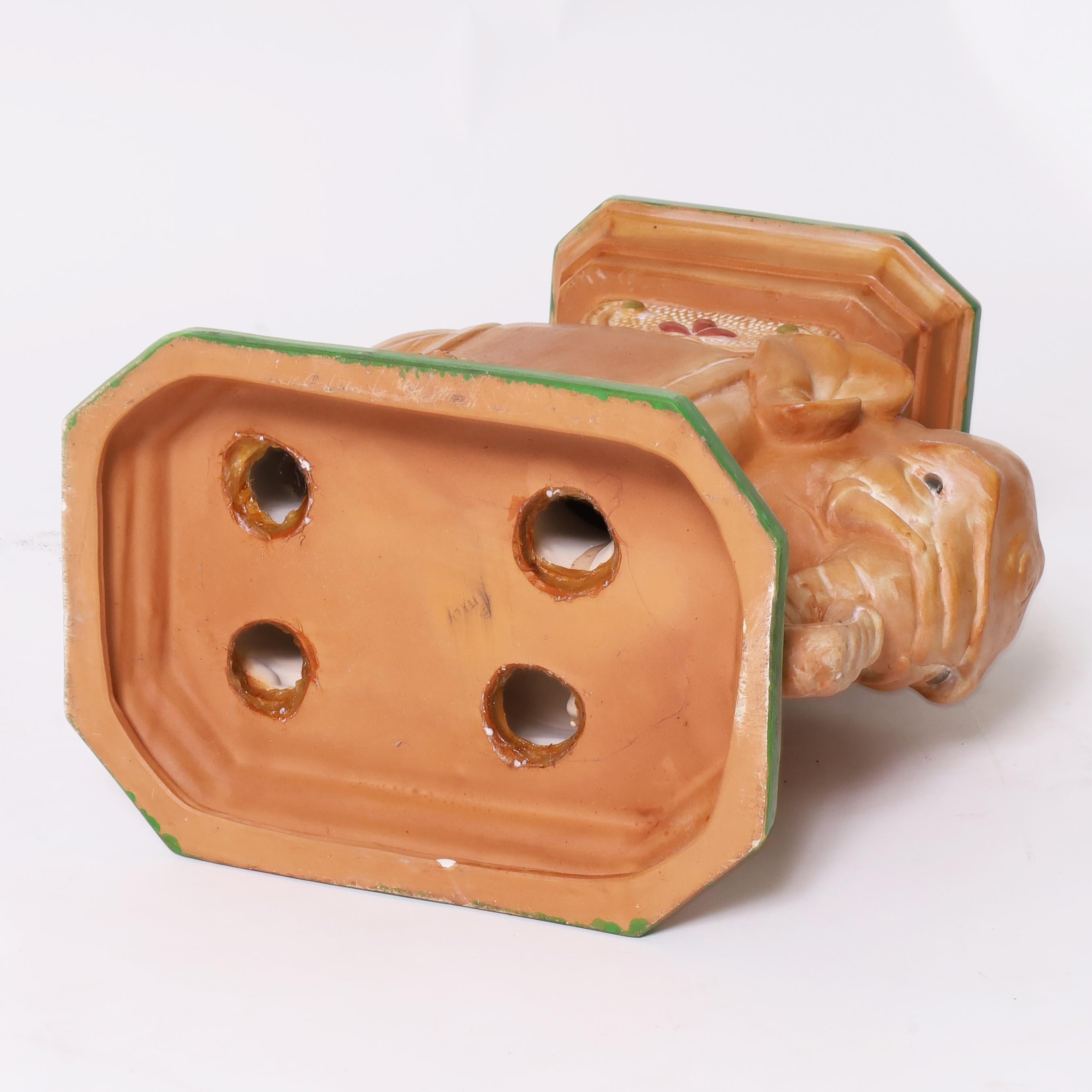 Terracotta Vintage Terra Cotta Elephant Stand For Sale