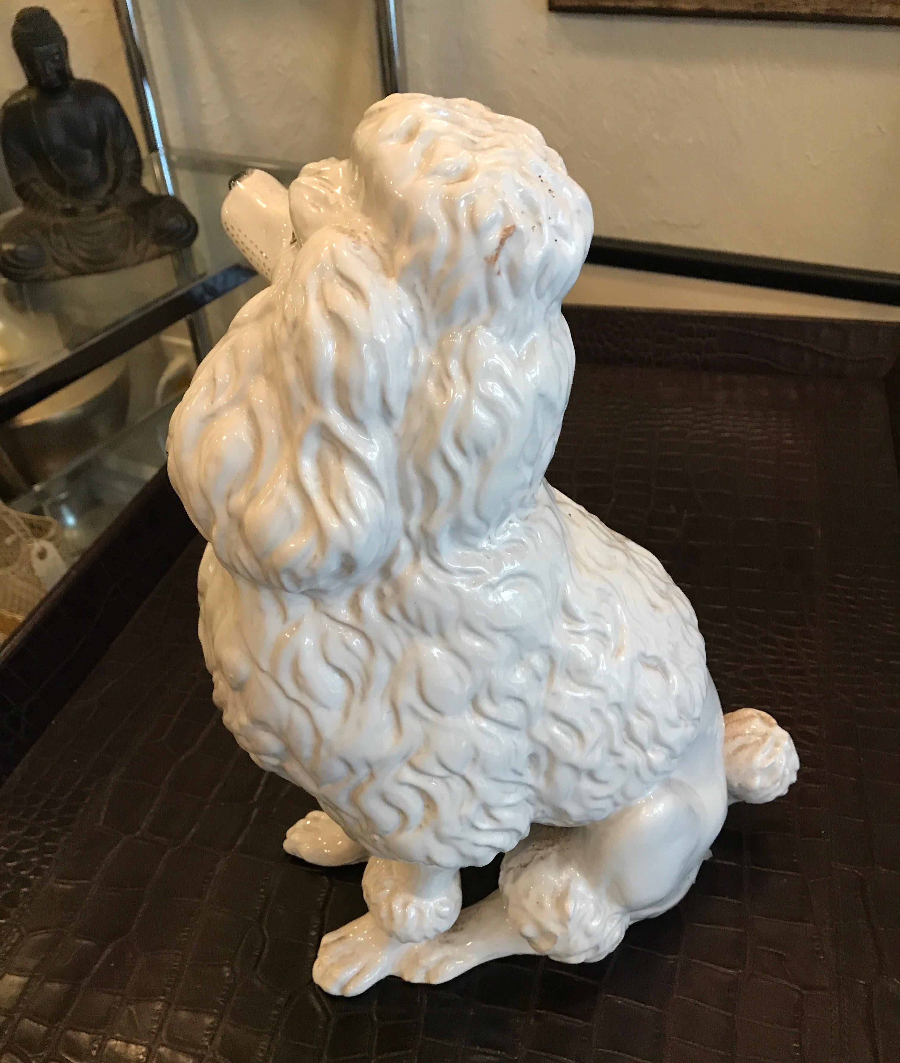 Italian Vintage Terracotta Glazed French Poodle