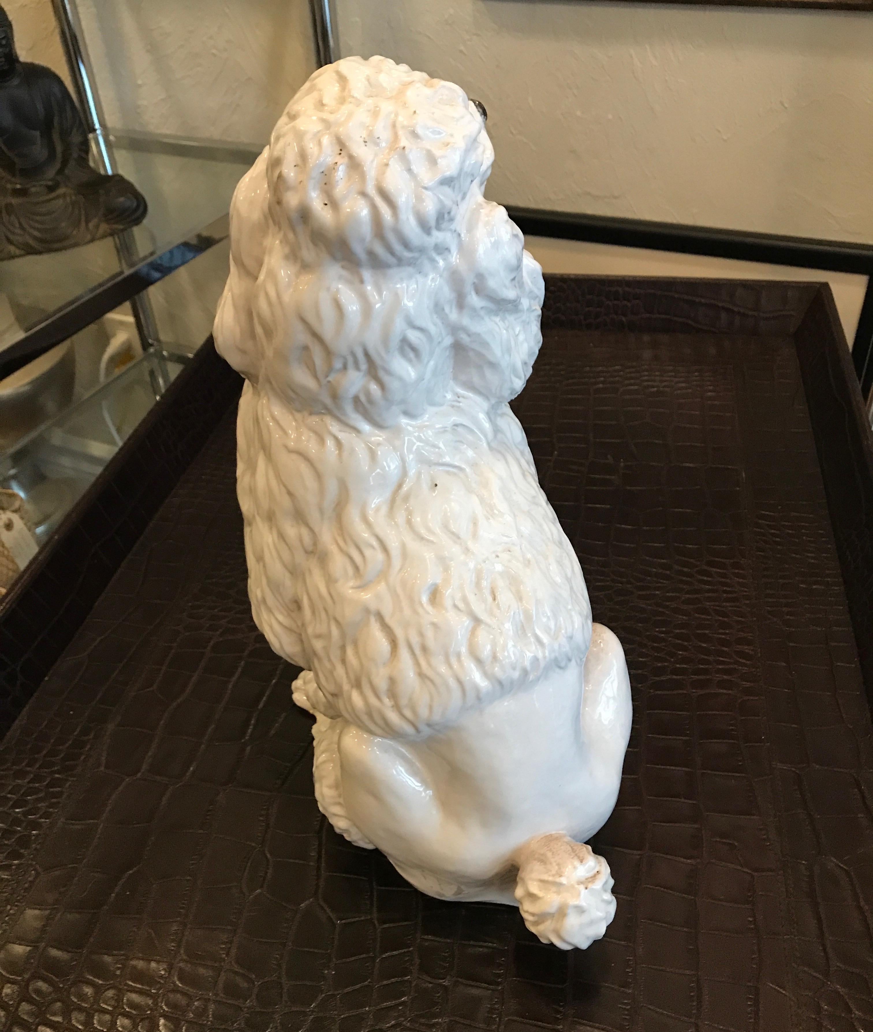 Vintage Terracotta Glazed French Poodle In Good Condition In West Palm Beach, FL