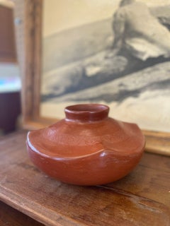 Vintage Terra Cotta Pot Curved Edges Swirl Motif Antique Style