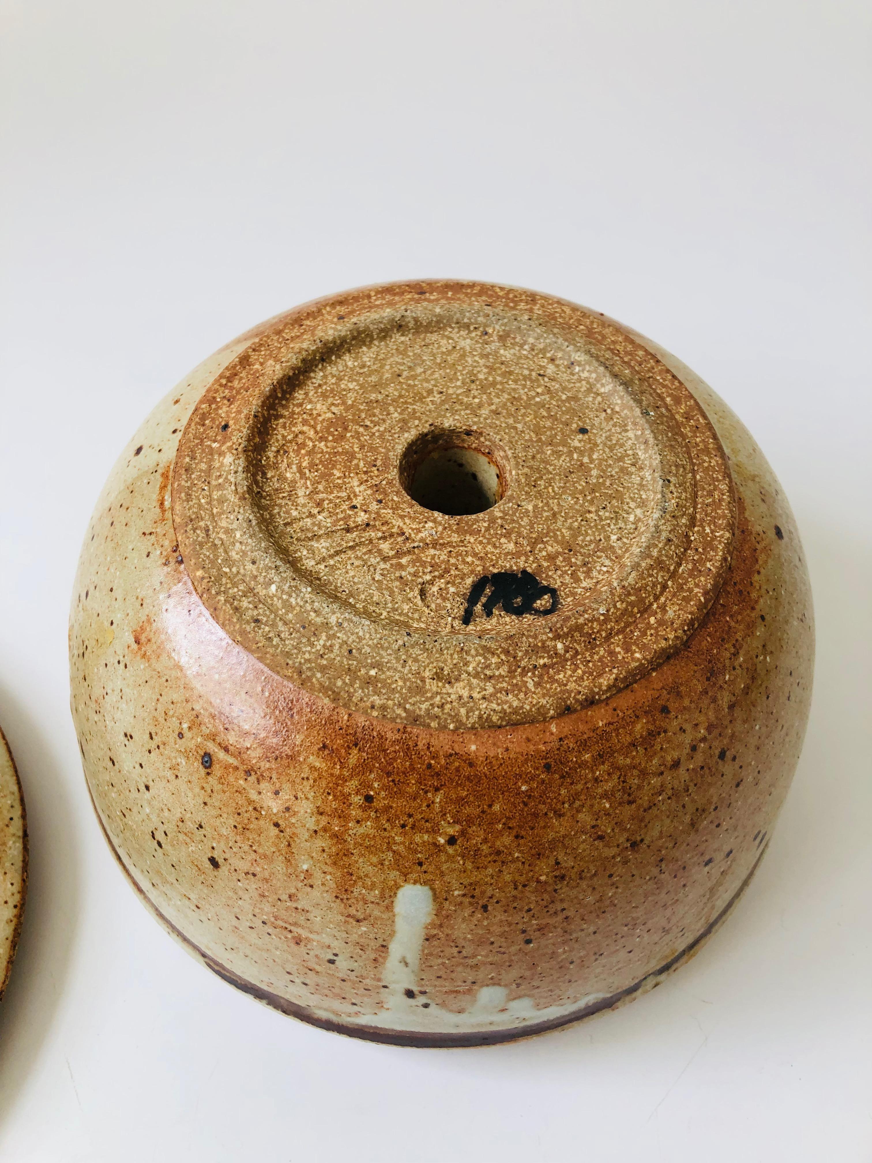Vintage Terra Cotta Studio Pottery Lidded Serving Bowl For Sale 5
