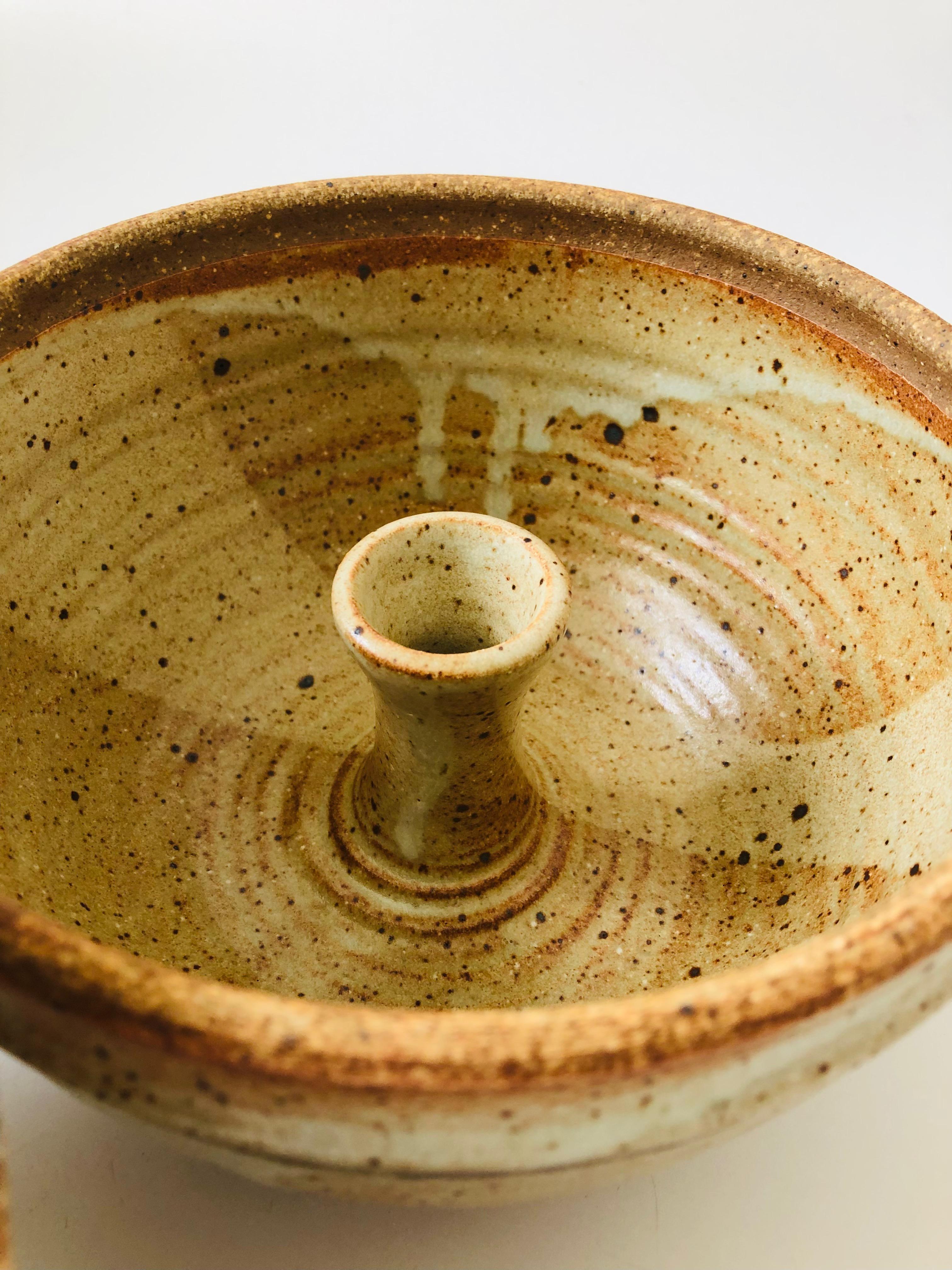 Vintage Terra Cotta Studio Pottery Lidded Serving Bowl For Sale 4