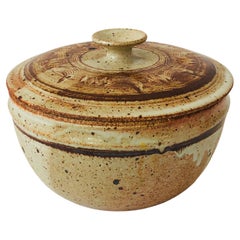 Vintage Terra Cotta Studio Pottery Lidded Serving Bowl