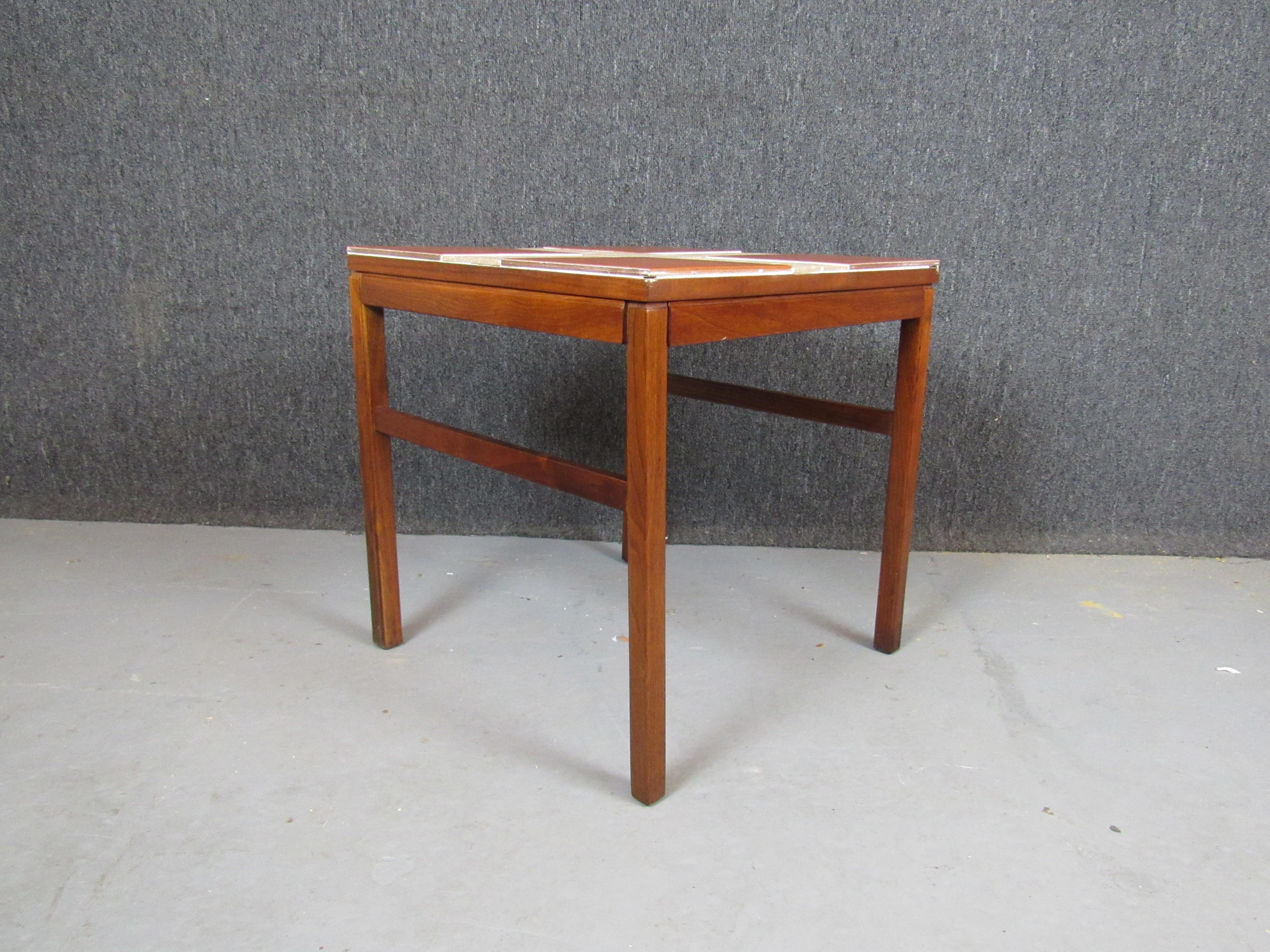 20th Century Vintage Terracota Tile & Teak Table by Arbatove For Sale