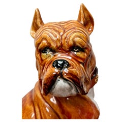 Vintage Terracotta Boxer Sculpture, Italian Design, 20\" Tall, 1970s