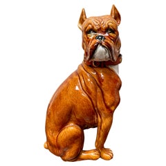 Vintage Terracotta Boxer Sculpture, Italian Design, 20\" Tall, 1970s
