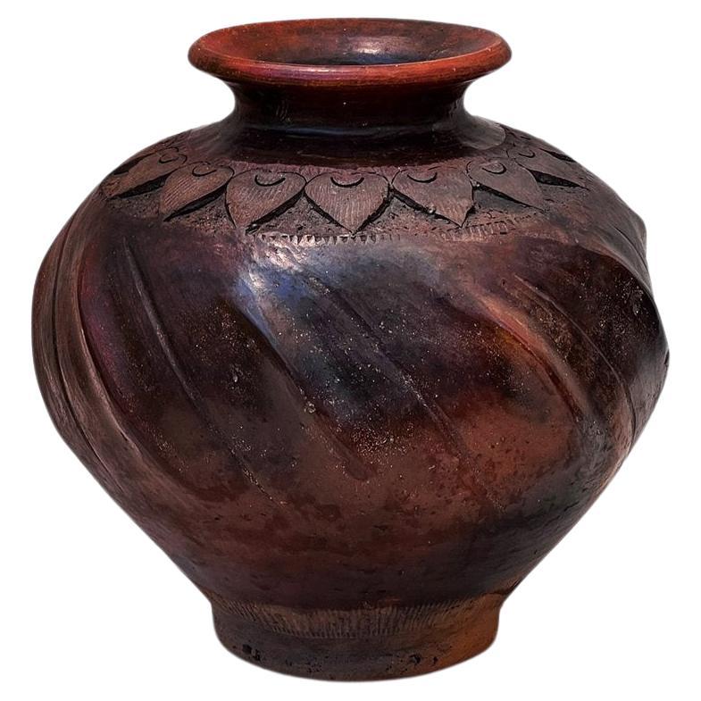 Vintage Terracotta Brown Twist Vase at 1stDibs