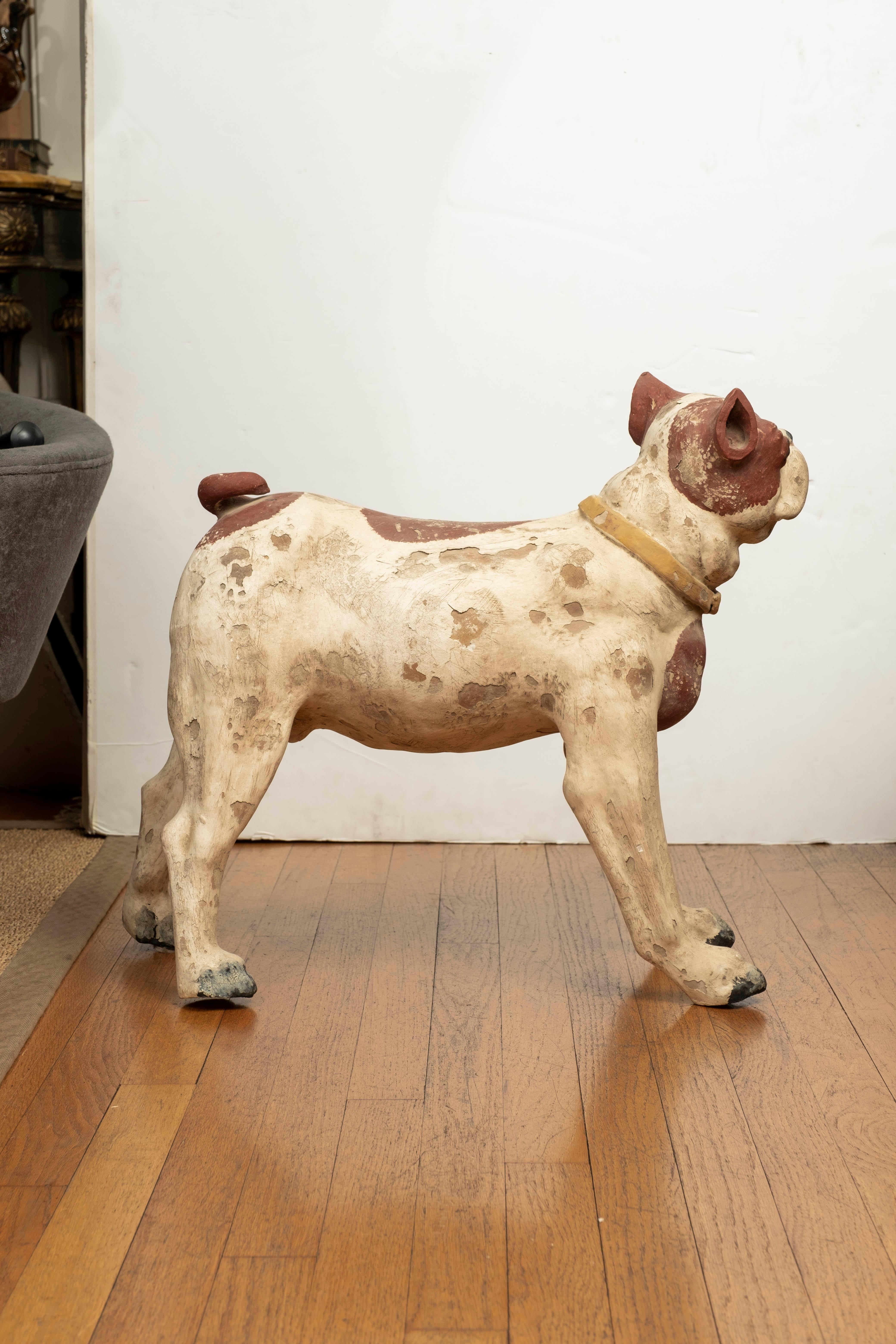 Folk Art Vintage Terracotta Terrier Sculpture For Sale
