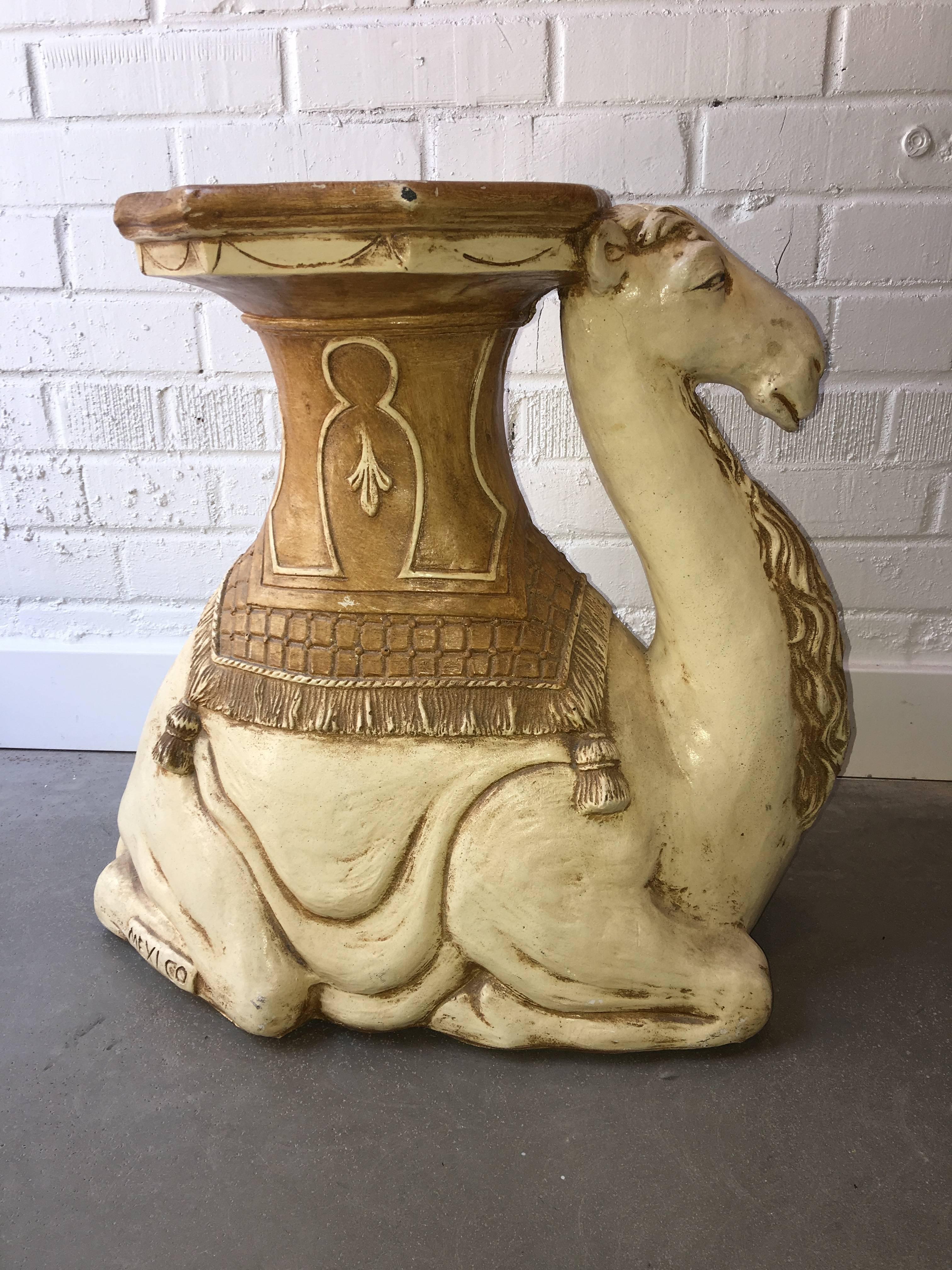 Mexican Vintage Terracotta Camel Side Table